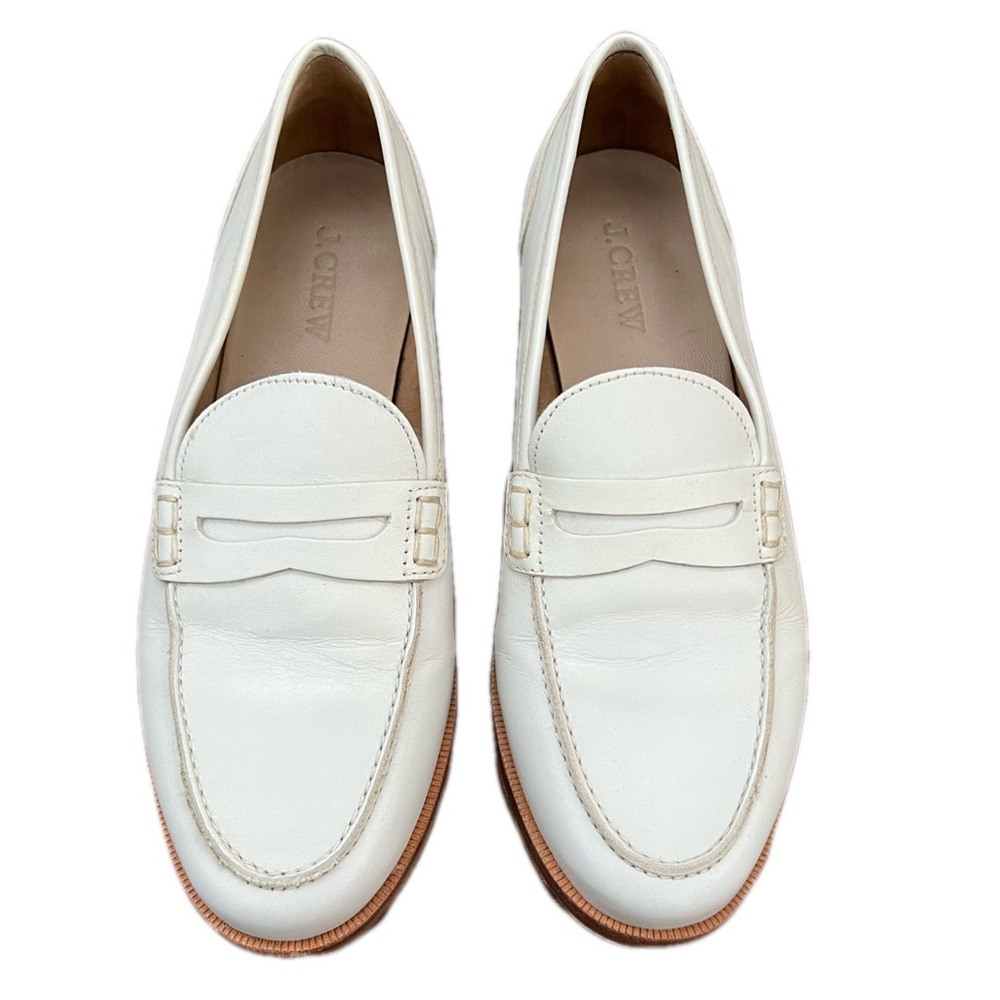 JCREW WHITE LEATHER LOAFERS SUZE 6.5